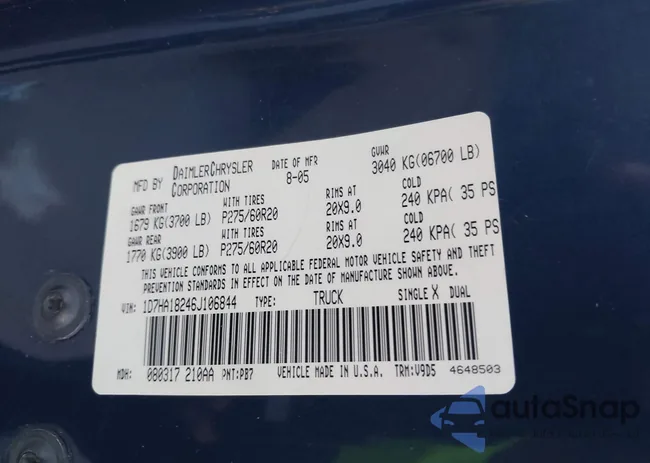 1D7HA18246J106844: 43285384