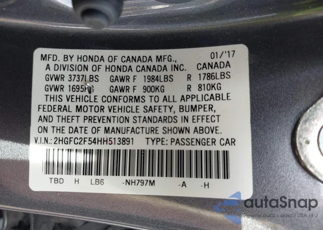 2HGFC2F54HH513891: 43284410