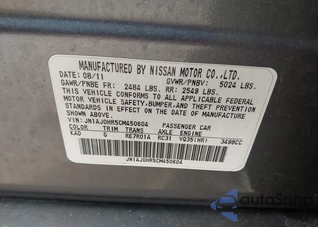 JN1AJ0HR5CM450604: 43284411