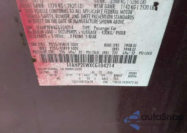 1FAHP2EWXCG104214: 43284489