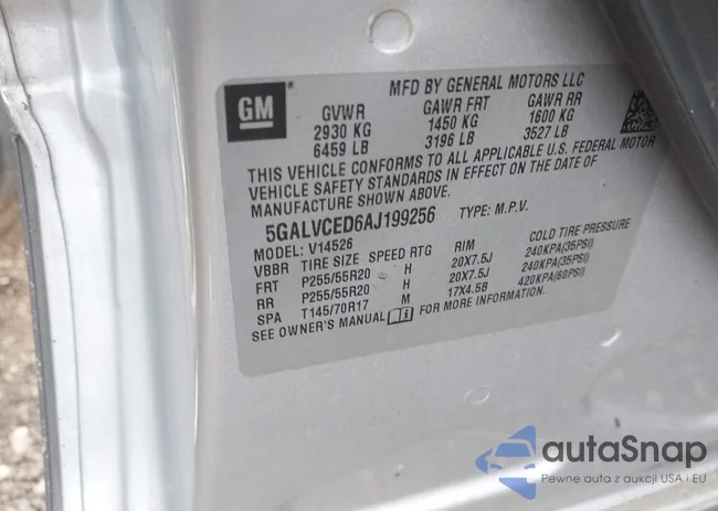 5GALVCED6AJ199256: 43284501