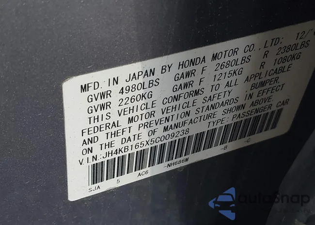 JH4KB165X5C009238: 43284529