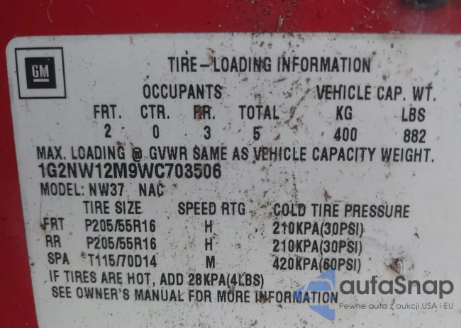 1G2NW12M9WC703506: 43284589