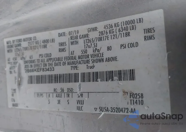 1FT7W2B66KEF83433: 43284710