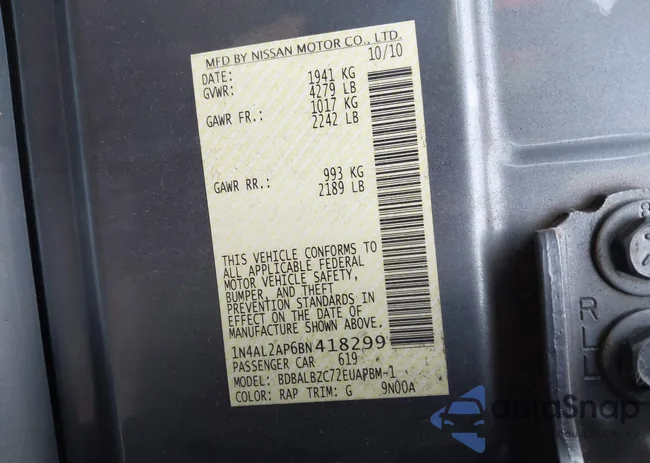 1N4AL2AP6BN418299: 43285839