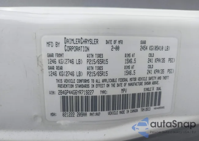 2B4GP44G6YR719227: 43285912