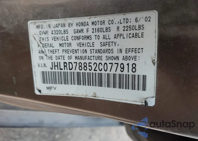 JHLRD78852C077918: 43286025