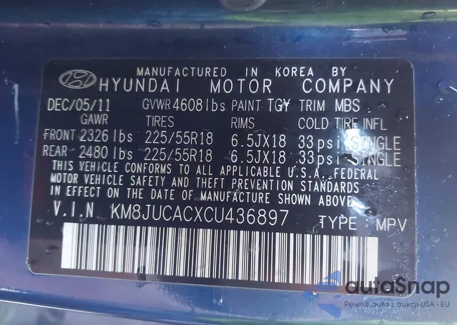 KM8JUCACXCU436897: 43286147