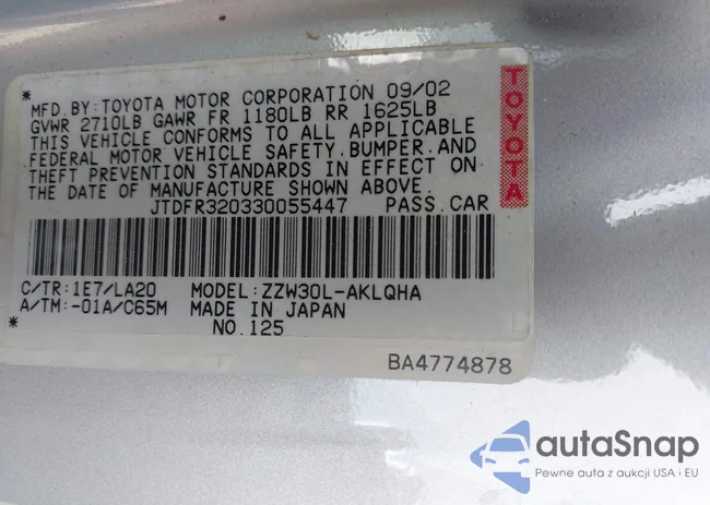 JTDFR320330055447: 43286302