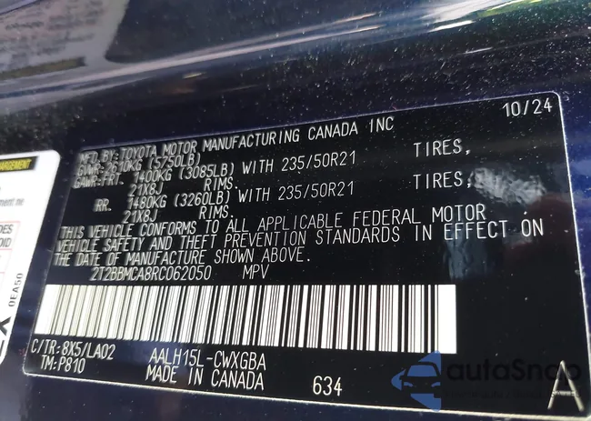 2T2BBMCA8RC062050: 43286314