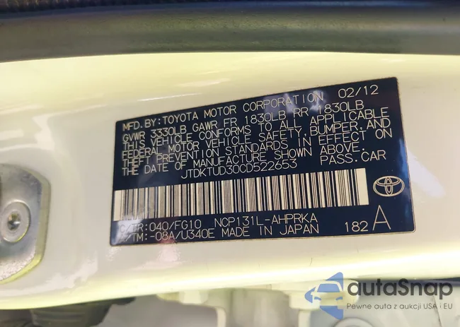 JTDKTUD30CD522653: 43286354