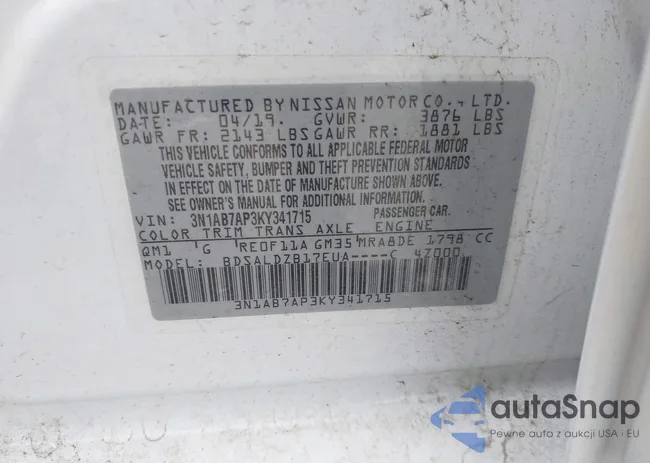 3N1AB7AP3KY341715: 43285395