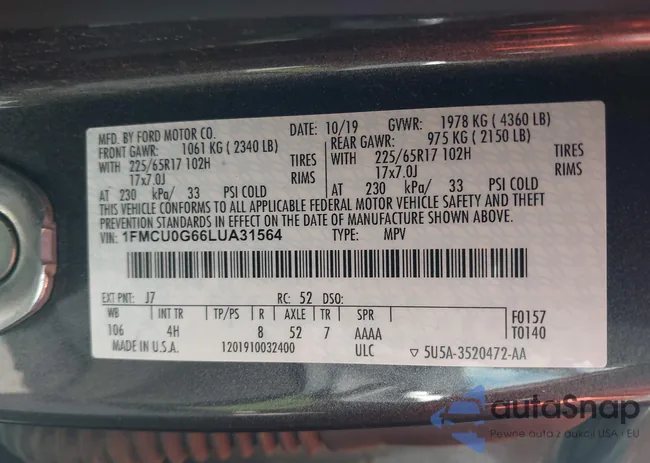 1FMCU0G66LUA31564: 43285399