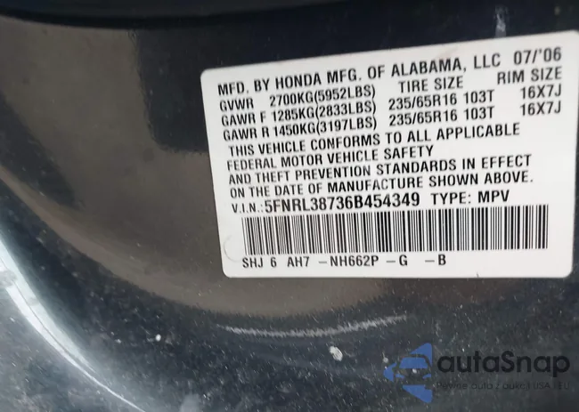 5FNRL38736B454349: 43285401