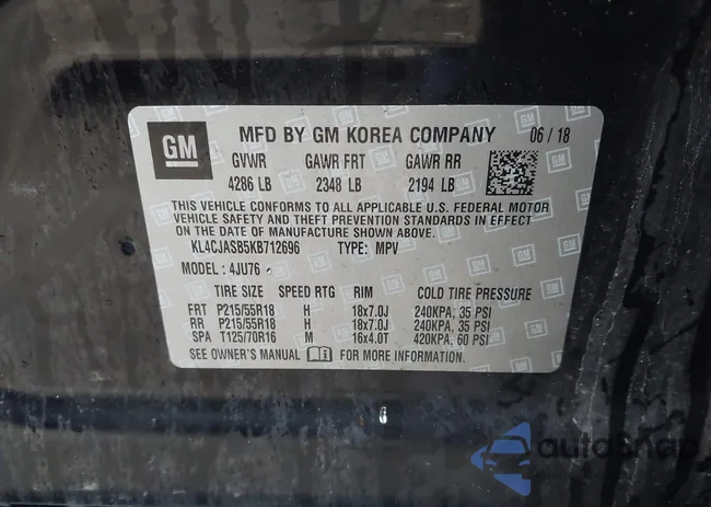 KL4CJASB5KB712696: 43285488