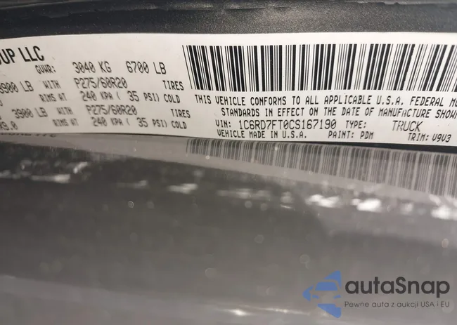 1C6RD7FT0CS167190: 43285535