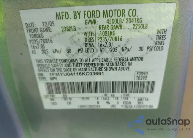 1FMYU04116KC03661: 43285548