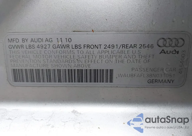 WAUBFAFL3BN031051: 43285559