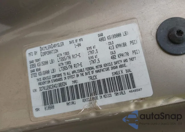 3D7KU28C64G186934: 43285578