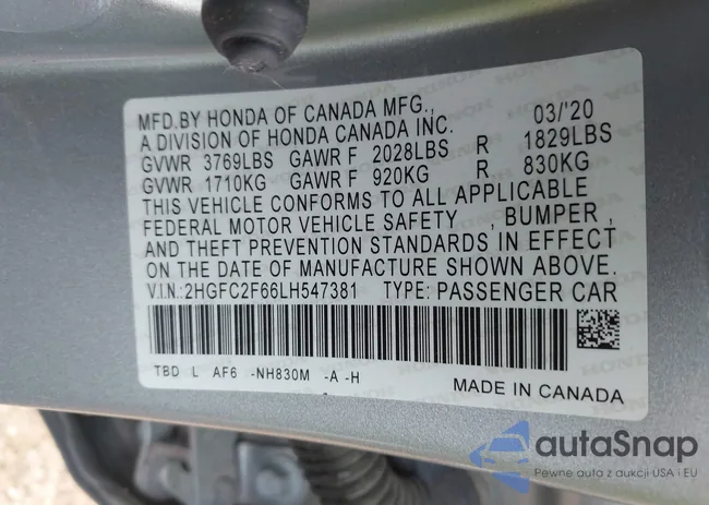 2HGFC2F66LH547381: 43285715