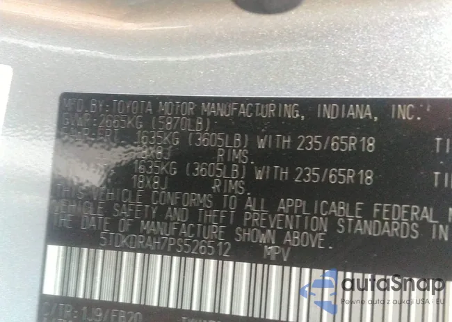 5TDKDRAH7PS526512: 43285739