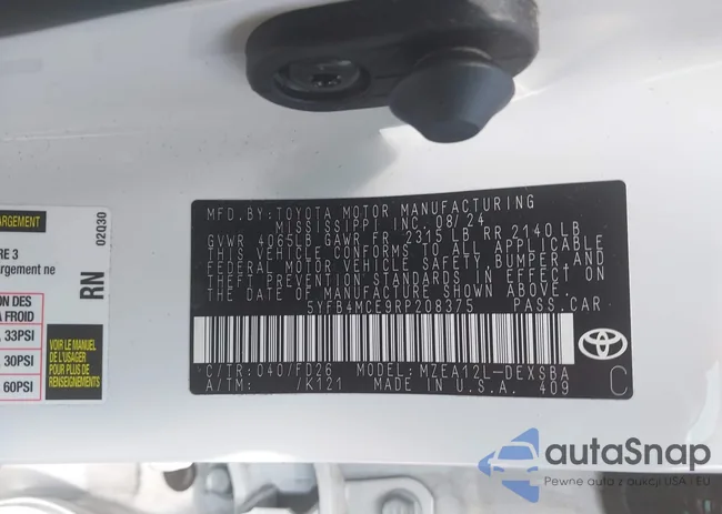 5YFB4MCE9RP208375: 43285740