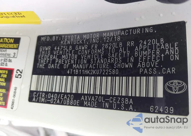 4T1B11HK2KU722580: 43286852