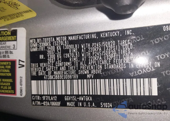 4T3BK3BB9EU098189: 43286864