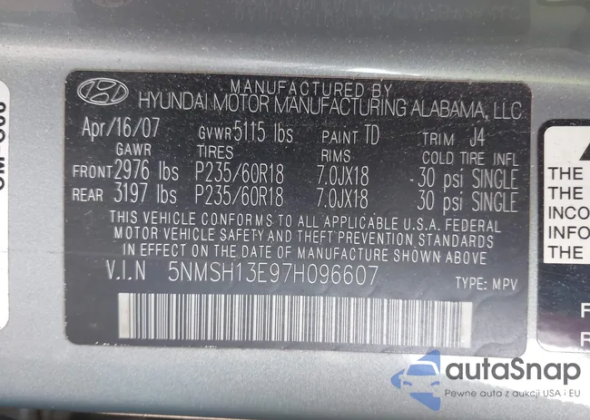 5NMSH13E97H096607: 43286884