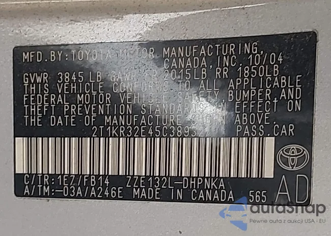 2T1KR32E45C389327: 43286898