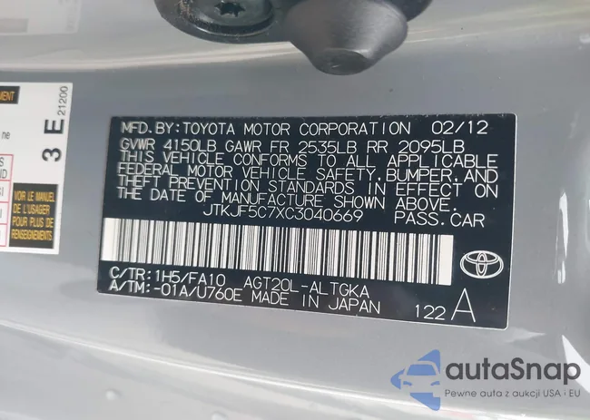 JTKJF5C7XC3040669: 43286927