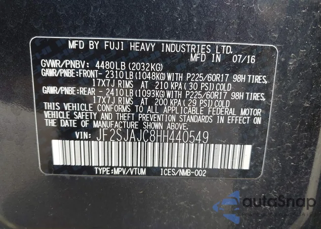JF2SJAJC8HH440549: 43286940