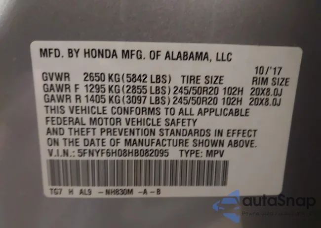 5FNYF6H08HB082095: 43286957