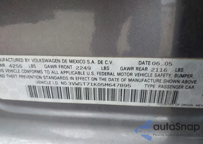 3VWST71K05M647895: 43286963