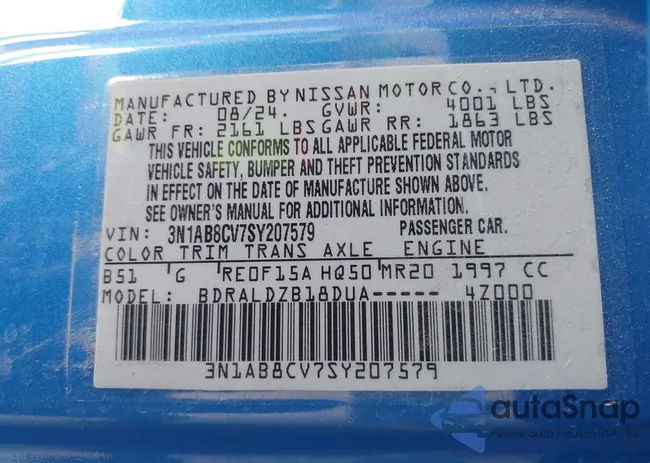 3N1AB8CV7SY207579: 43287000