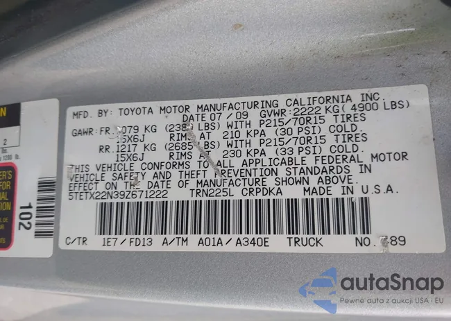 5TETX22N39Z671222: 43287019