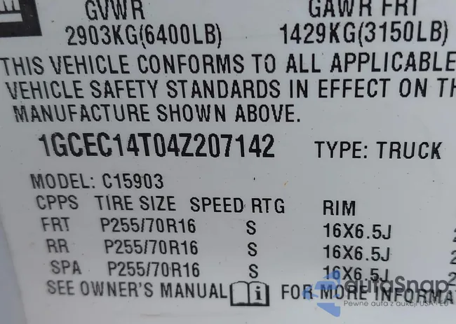 1GCEC14T04Z207142: 43287067