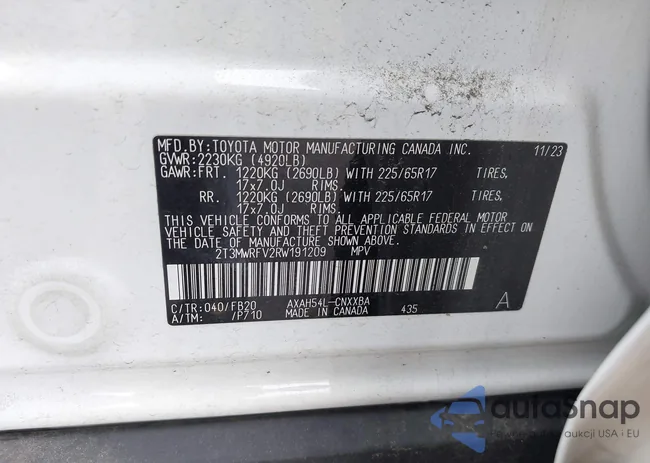 2T3MWRFV2RW191209: 43287147