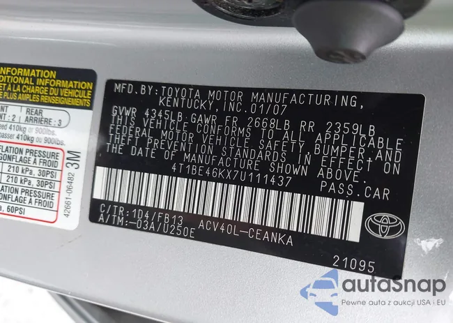 4T1BE46KX7U111437: 43287155