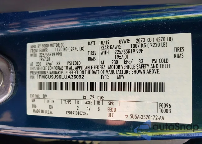 1FMCU9J96LUA36092: 43287267