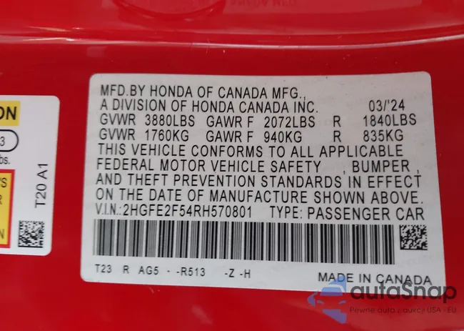 2HGFE2F54RH570801: 43287331