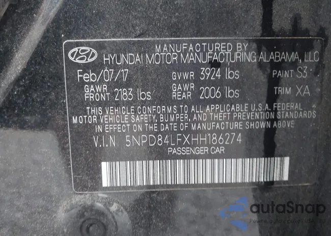 5NPD84LFXHH186274: 43286420