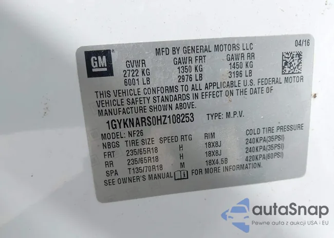 1GYKNARS0HZ108253: 43286441