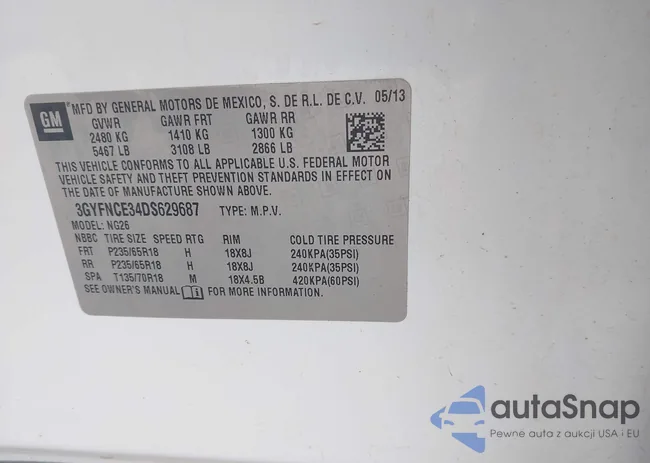 3GYFNCE34DS629687: 43286465