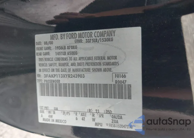 3FAKP113XYR243903: 43286468