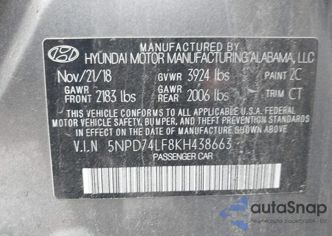 5NPD74LF8KH438663: 43286490