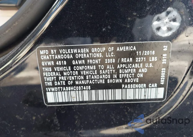 1VWDT7A39HC037405: 43286502