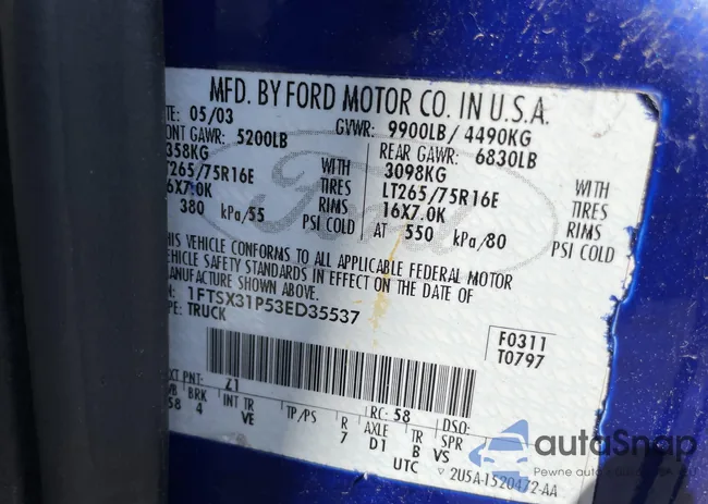 1FTSX31P53ED35537: 43286597