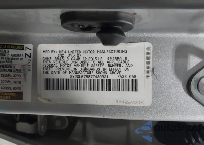 5Y2SL67887Z430931: 43286715