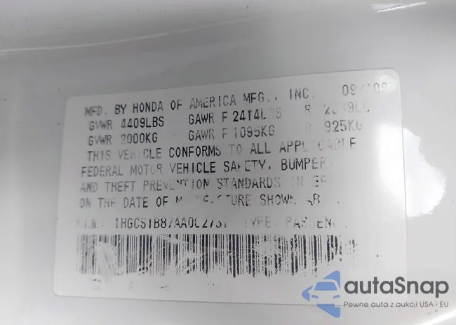 1HGCS1B87AA002731: 43286725